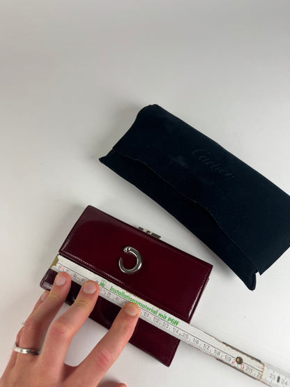 Vintage Cartier Panthere Patent Leather Wallet Burgundy