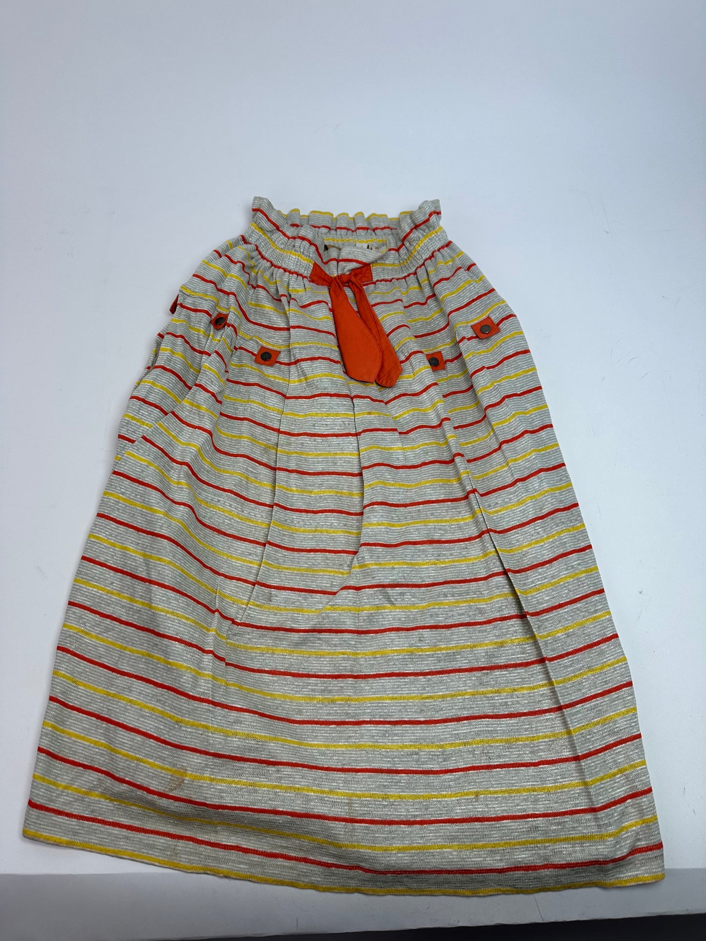 Vintage Dior Sport Striped Knit Midi Skirt Grey