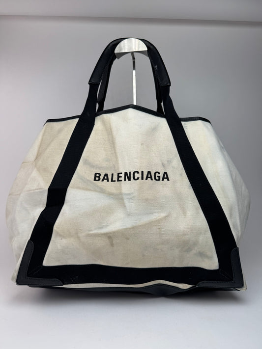 Sac cabas vintage avec logo Balenciaga noir et blanc