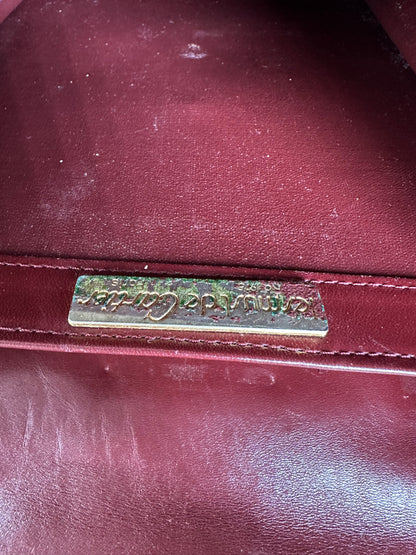 Vintage Cartier Leather Shoulder Bag Burgundy Silver