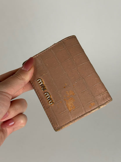Vintage Miu Miu Leather Card Holder beige pink