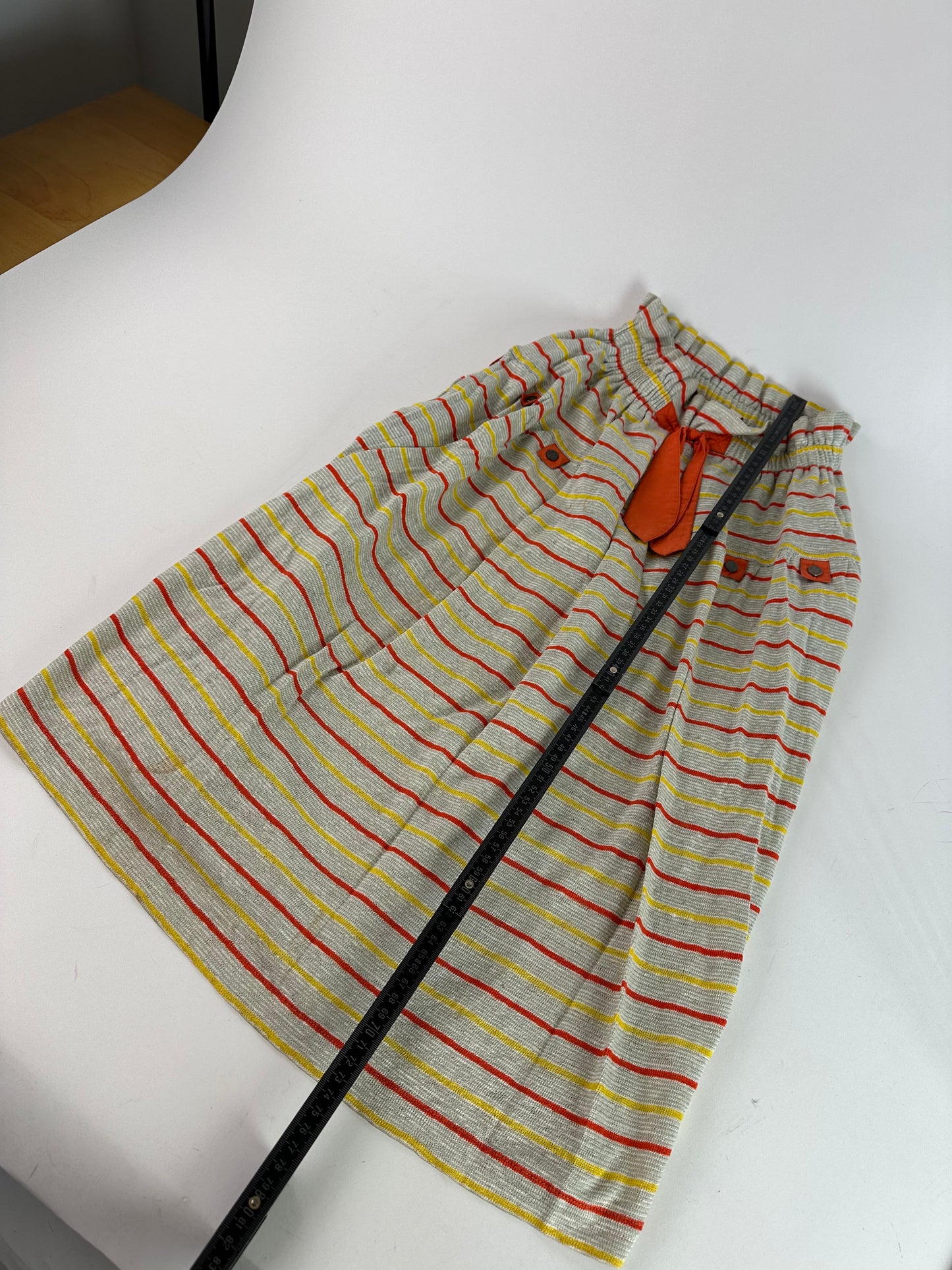 Vintage Dior Sport Striped Knit Midi Skirt Grey