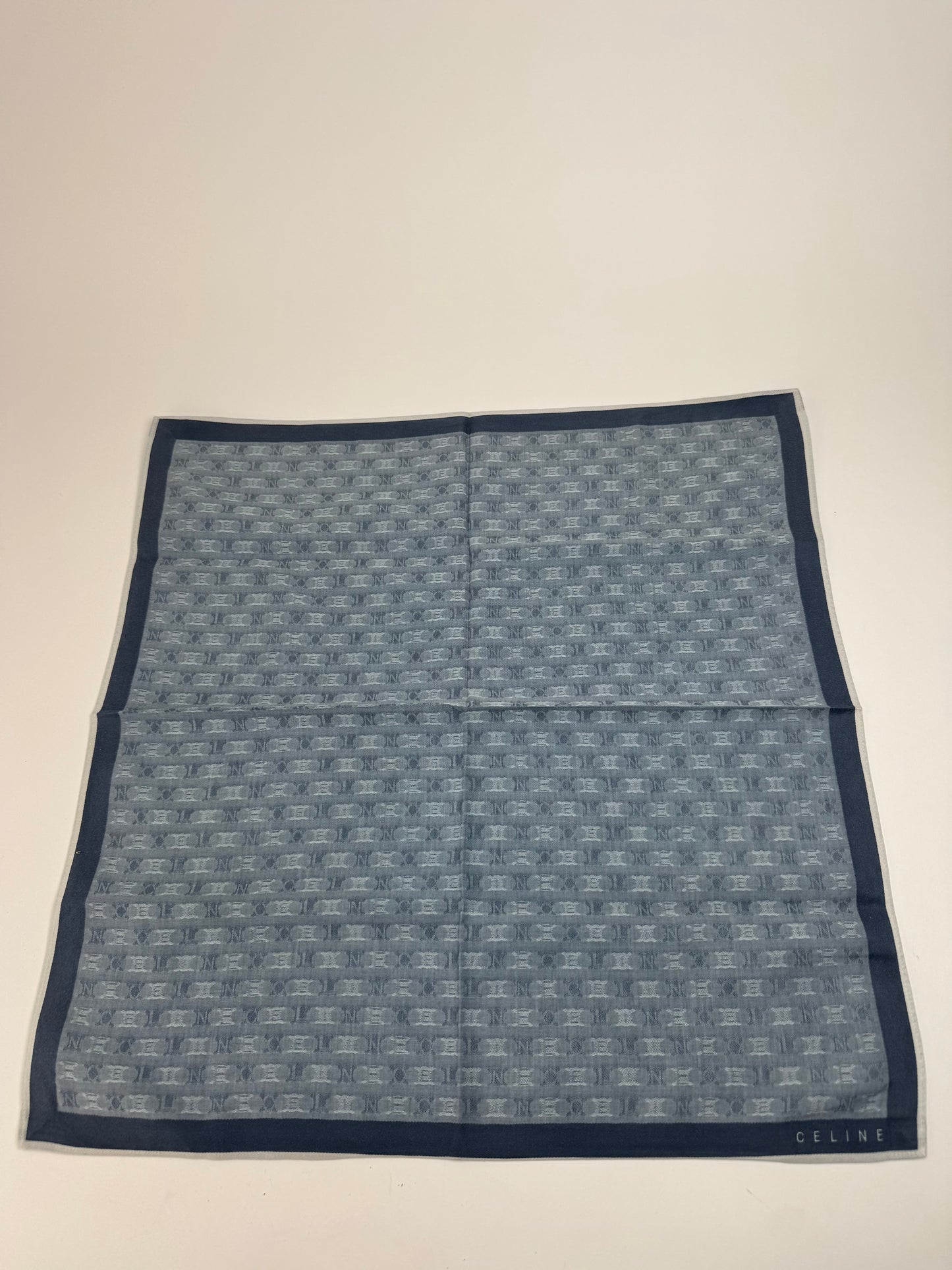 Vintage Celine Triomphe Monogram Scarf Navy Blue