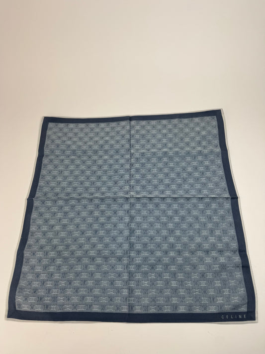 Vintage Celine Triomphe Monogram Scarf Navy Blue