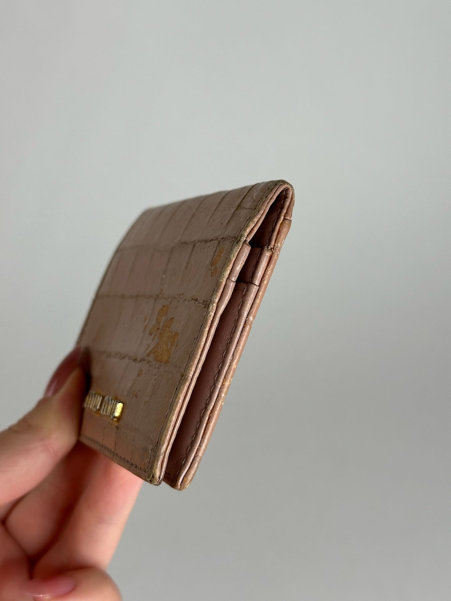 Vintage Miu Miu Leather Card Holder beige pink