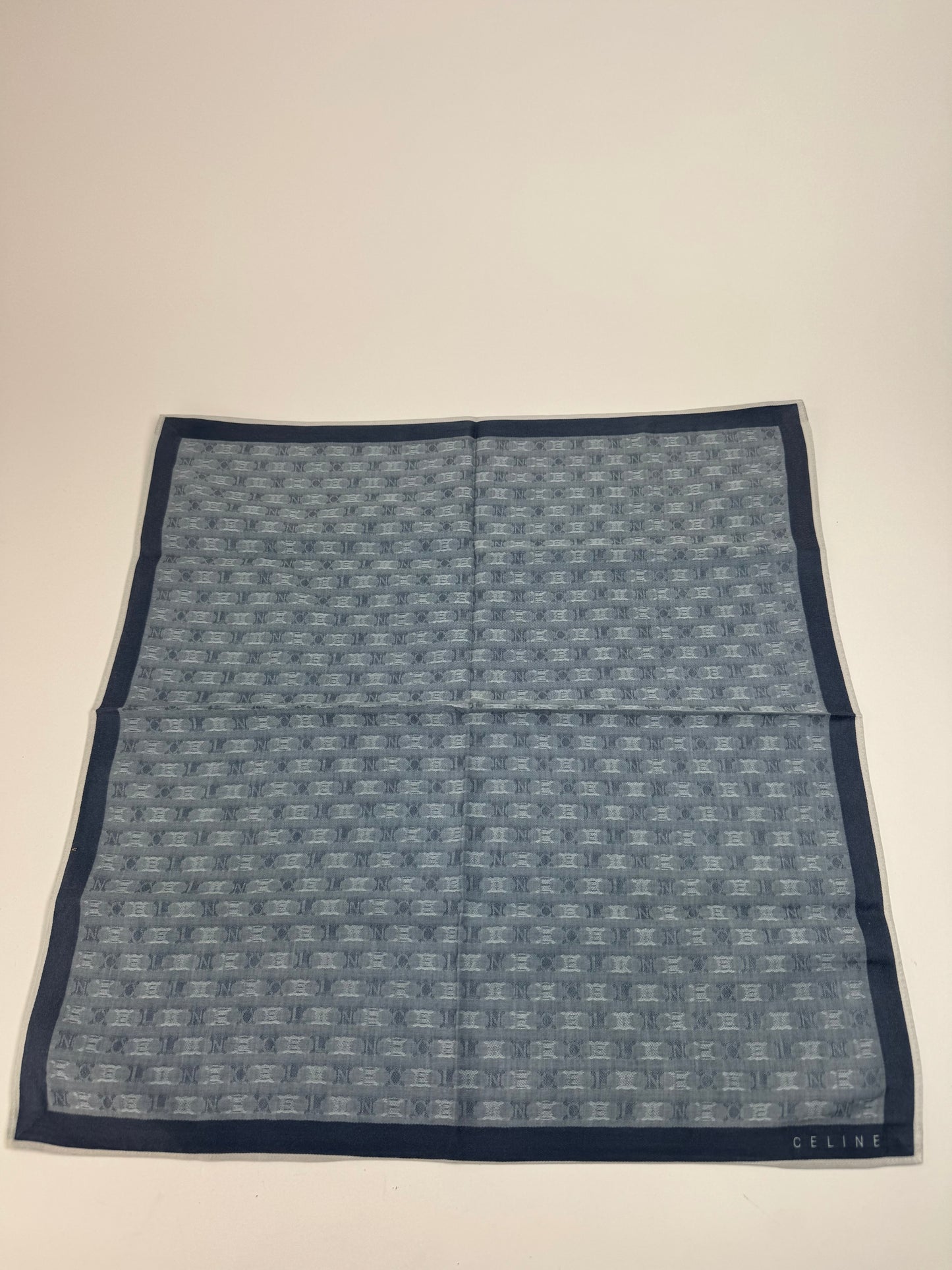 Vintage Celine Triomphe Monogram Scarf Navy Blue