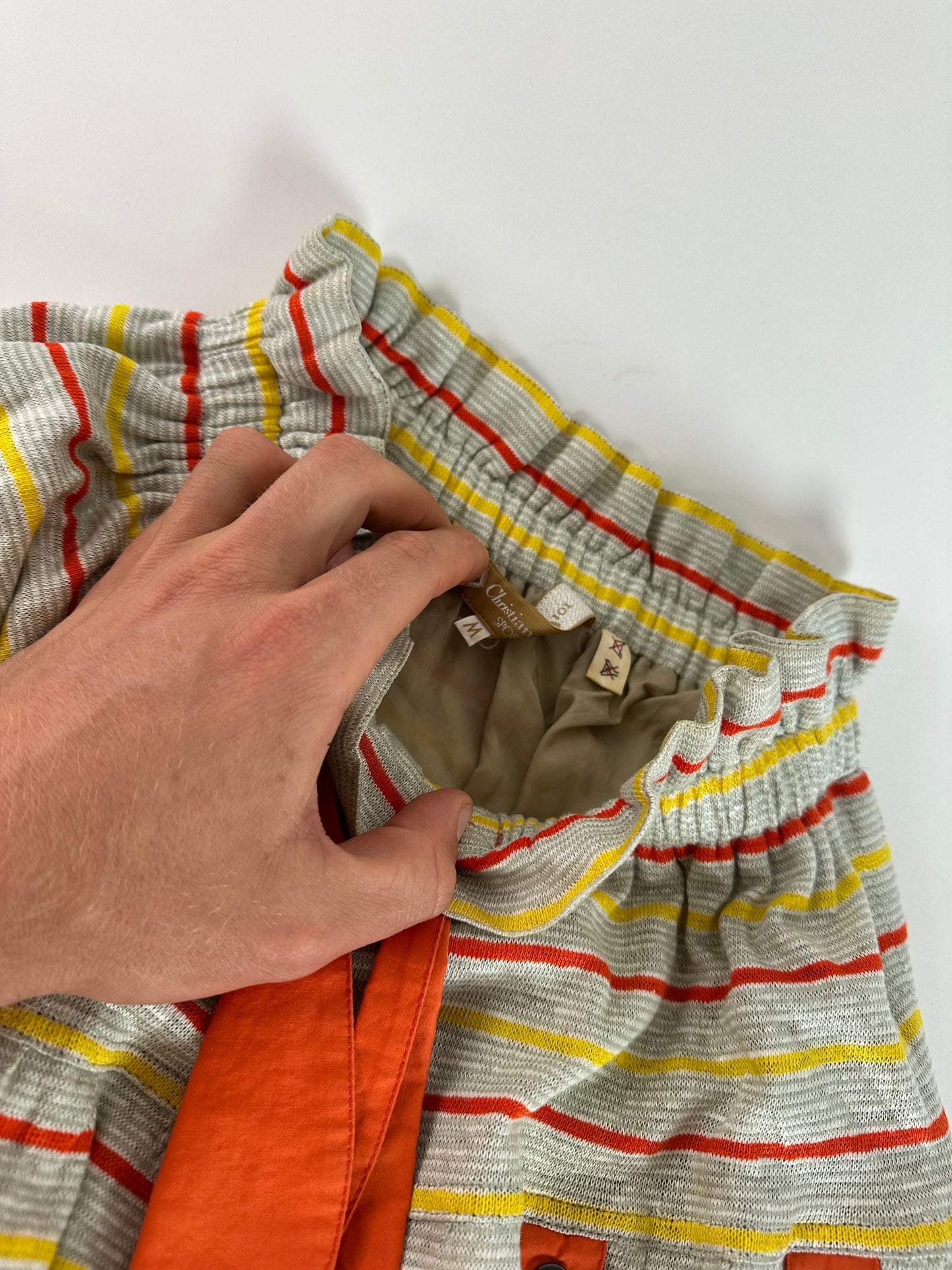 Vintage Dior Sport Striped Knit Midi Skirt Grey