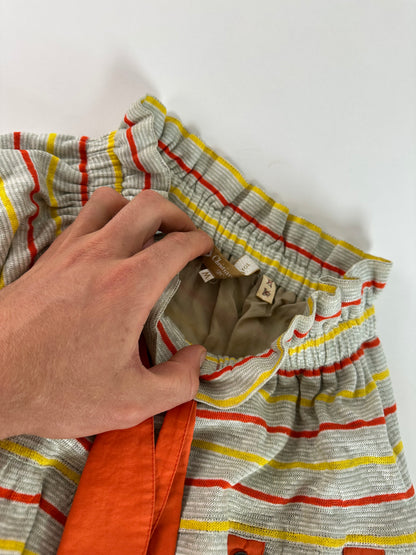 Vintage Dior Sport Striped Knit Midi Skirt Grey