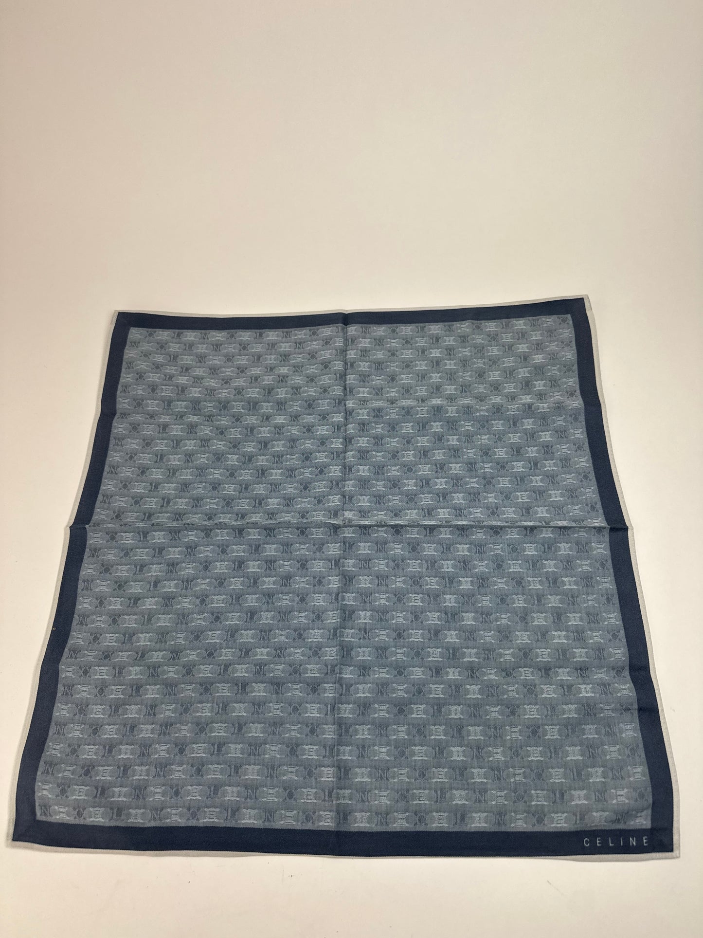 Vintage Celine Triomphe Monogram Scarf Navy Blue