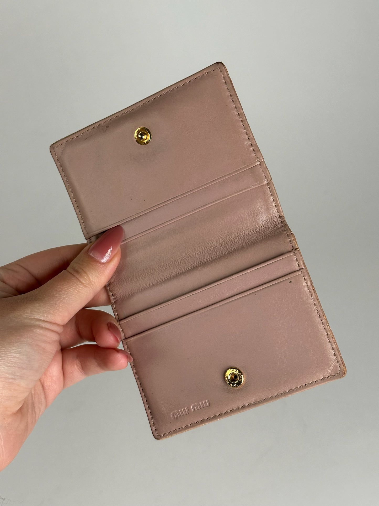 Vintage Miu Miu Leather Card Holder beige pink