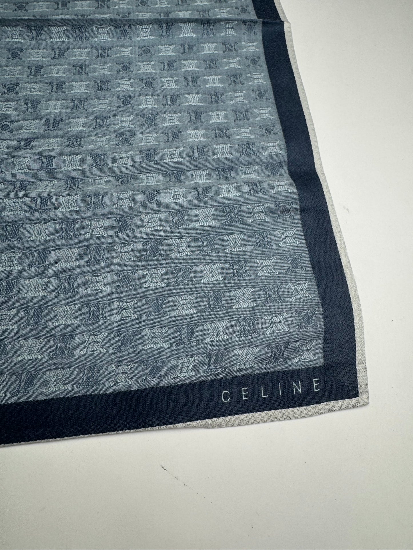 Vintage Celine Triomphe Monogram Scarf Navy Blue