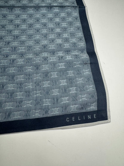 Vintage Celine Triomphe Monogram Scarf Navy Blue