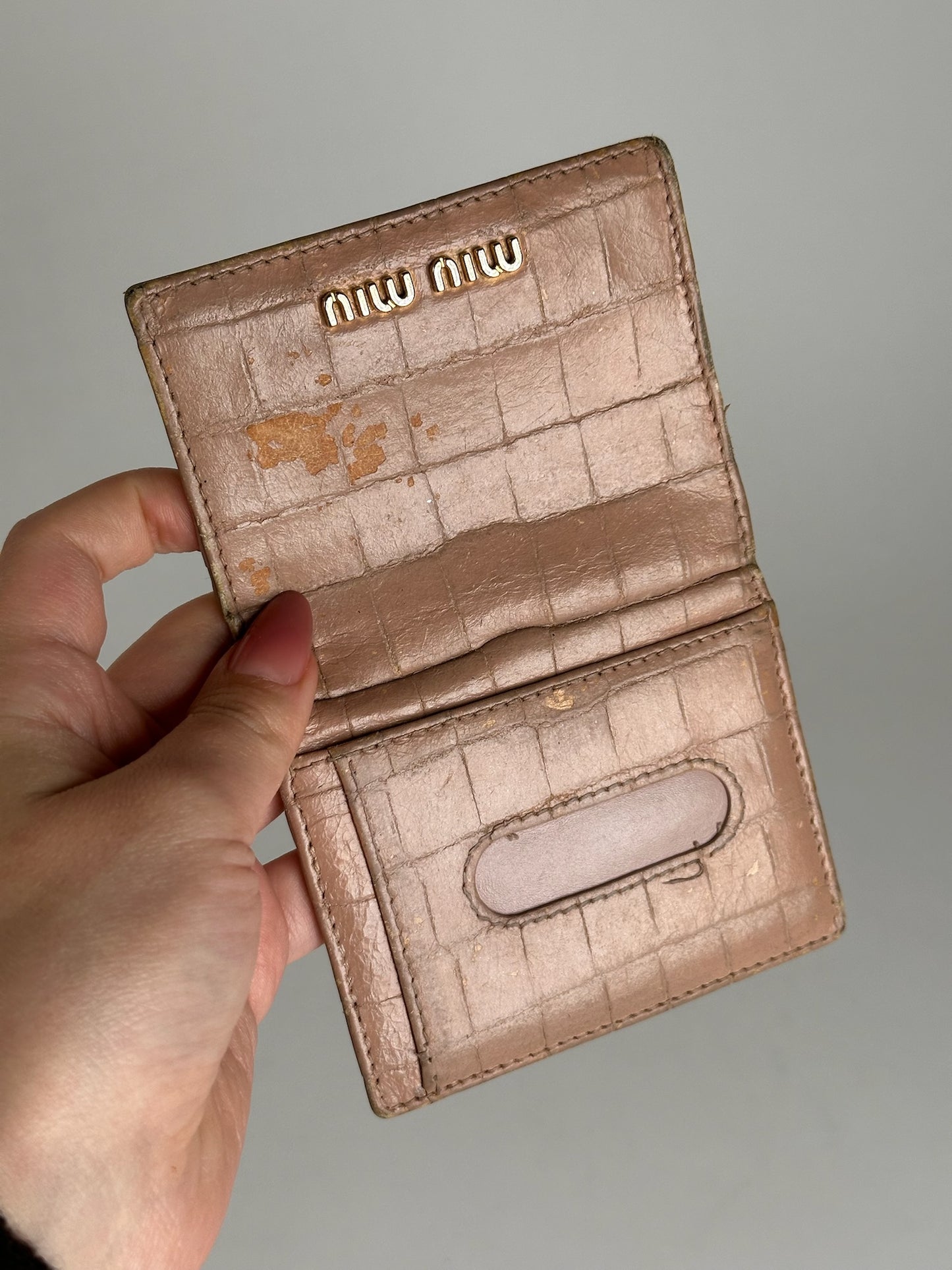 Vintage Miu Miu Leather Card Holder beige pink