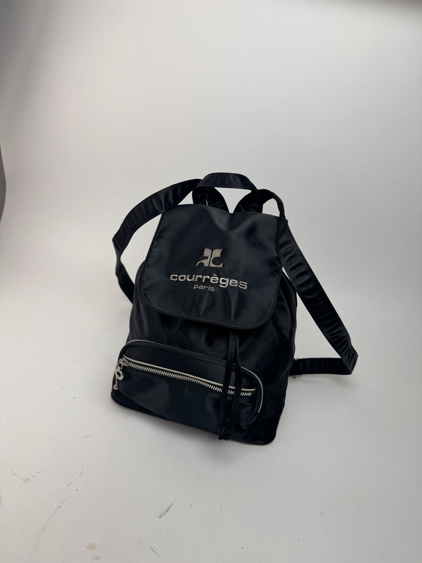 Vintage Courreges Polyester Backpack Black