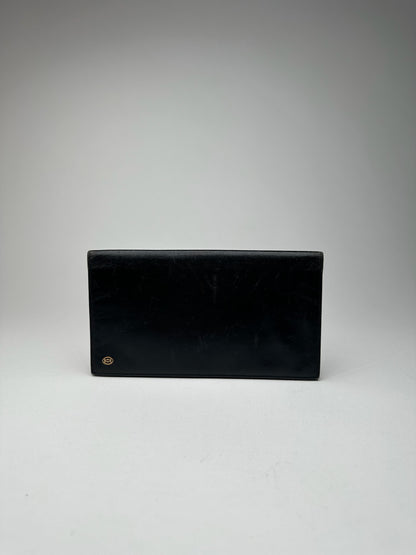 Porte-carte d'identité vintage en cuir verni Cartier noir