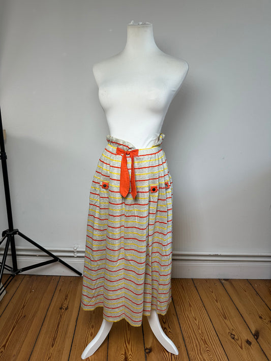 Vintage Dior Sport Striped Knit Midi Skirt Grey