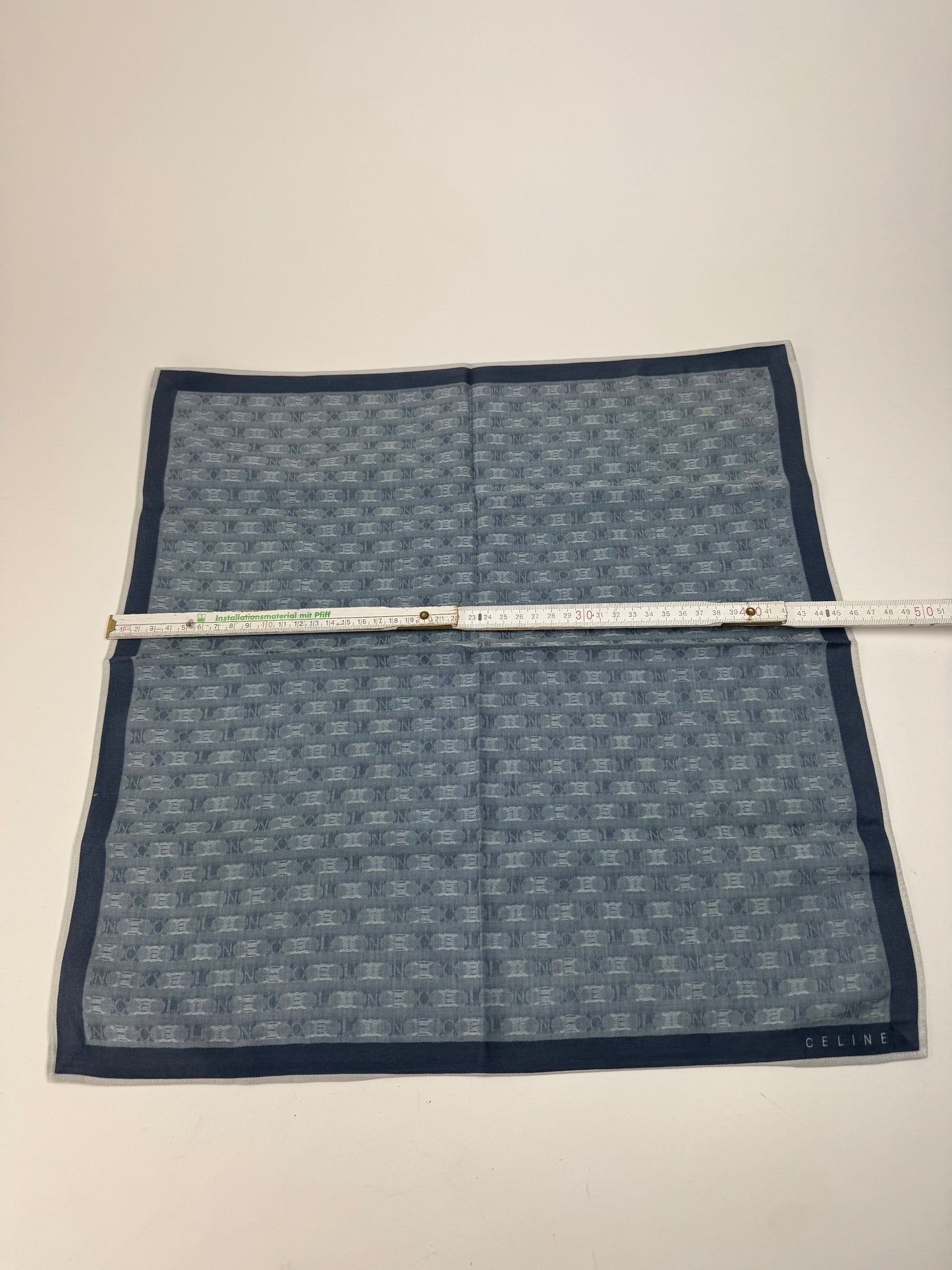 Vintage Celine Triomphe Monogram Scarf Navy Blue