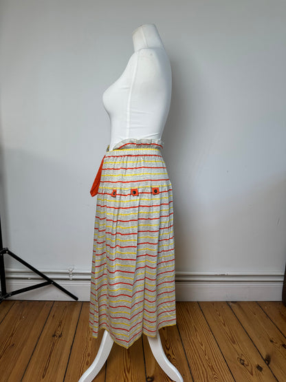 Vintage Dior Sport Striped Knit Midi Skirt Grey