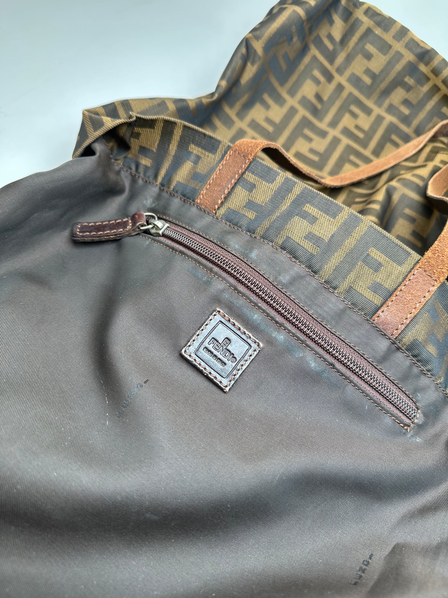 Vintage Fendi Zucca FF Canvas Tote Bag Tobacco Brown