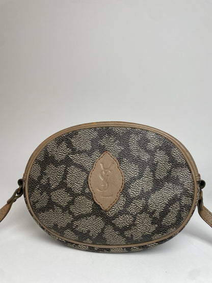Vintage Yves Saint Laurent Leather Crossbody / Shoulder Bag Grey Black Brown