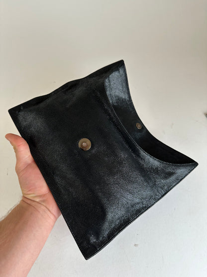 Vintage Loewe Madrid Snake Emblossed Leather Clutch Black