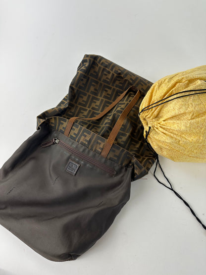 Vintage Fendi Zucca FF Canvas Tote Bag Tobacco Brown