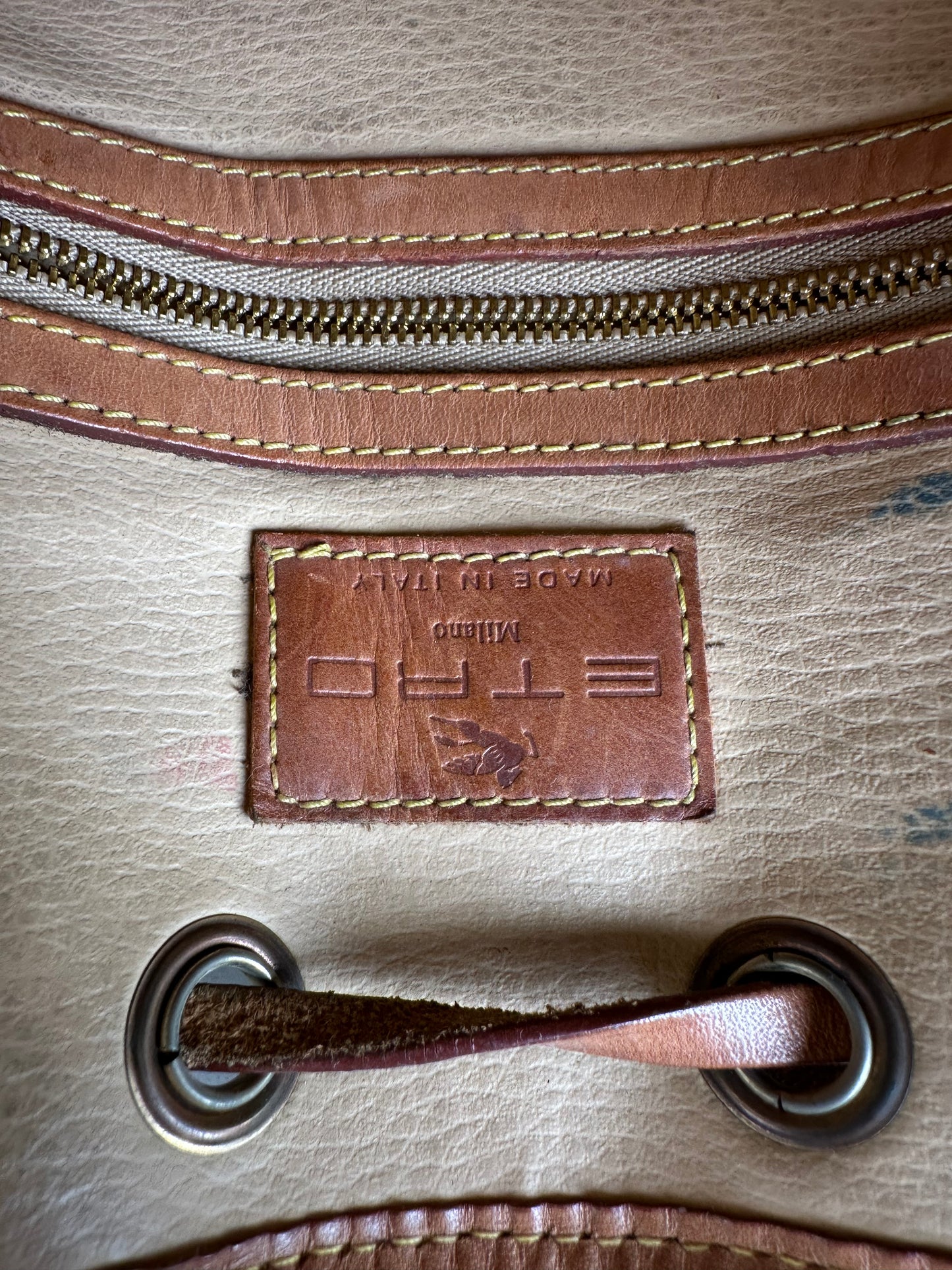 Vintage Etro Paisley Coated Canvas Bucket Bag Burgundy Brown