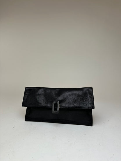 Vintage Loewe Madrid Snake Emblossed Leather Clutch Black