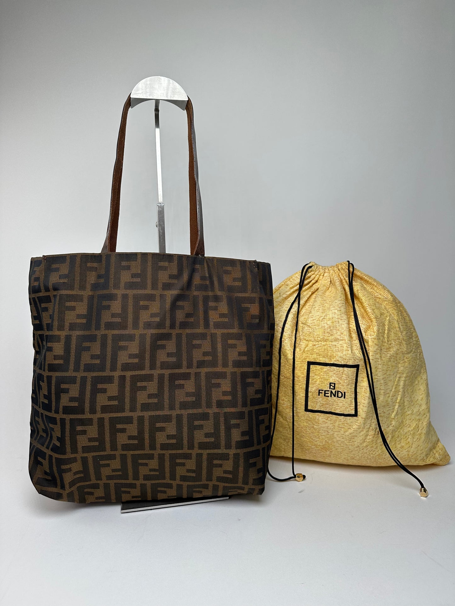 Vintage Fendi Zucca FF Canvas Tote Bag Tobacco Brown