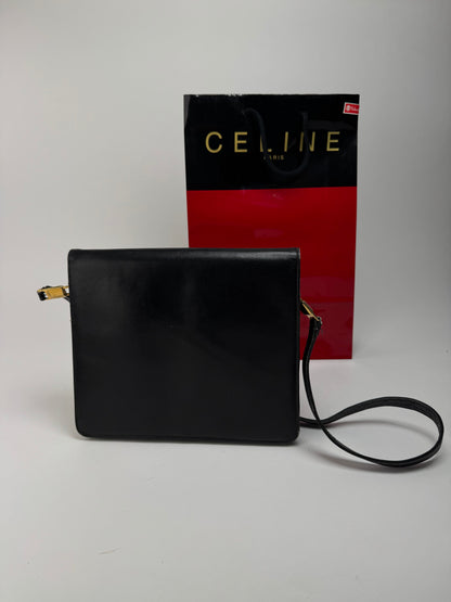 Sac vintage en cuir Céline Paris Triomphe Noir