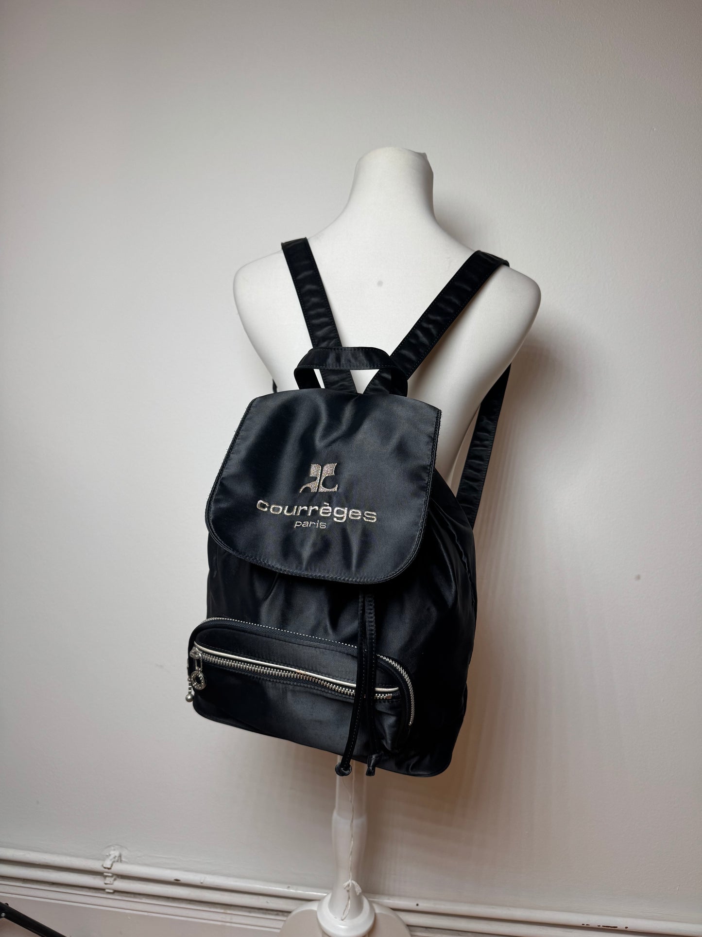 Vintage Courreges Polyester Backpack Black