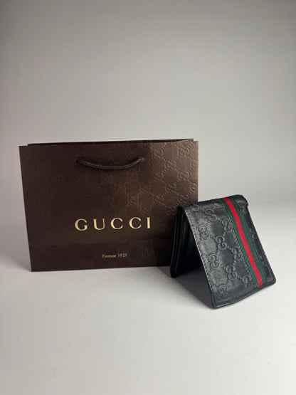Vintage Gucci Leather Monogram Wallet black