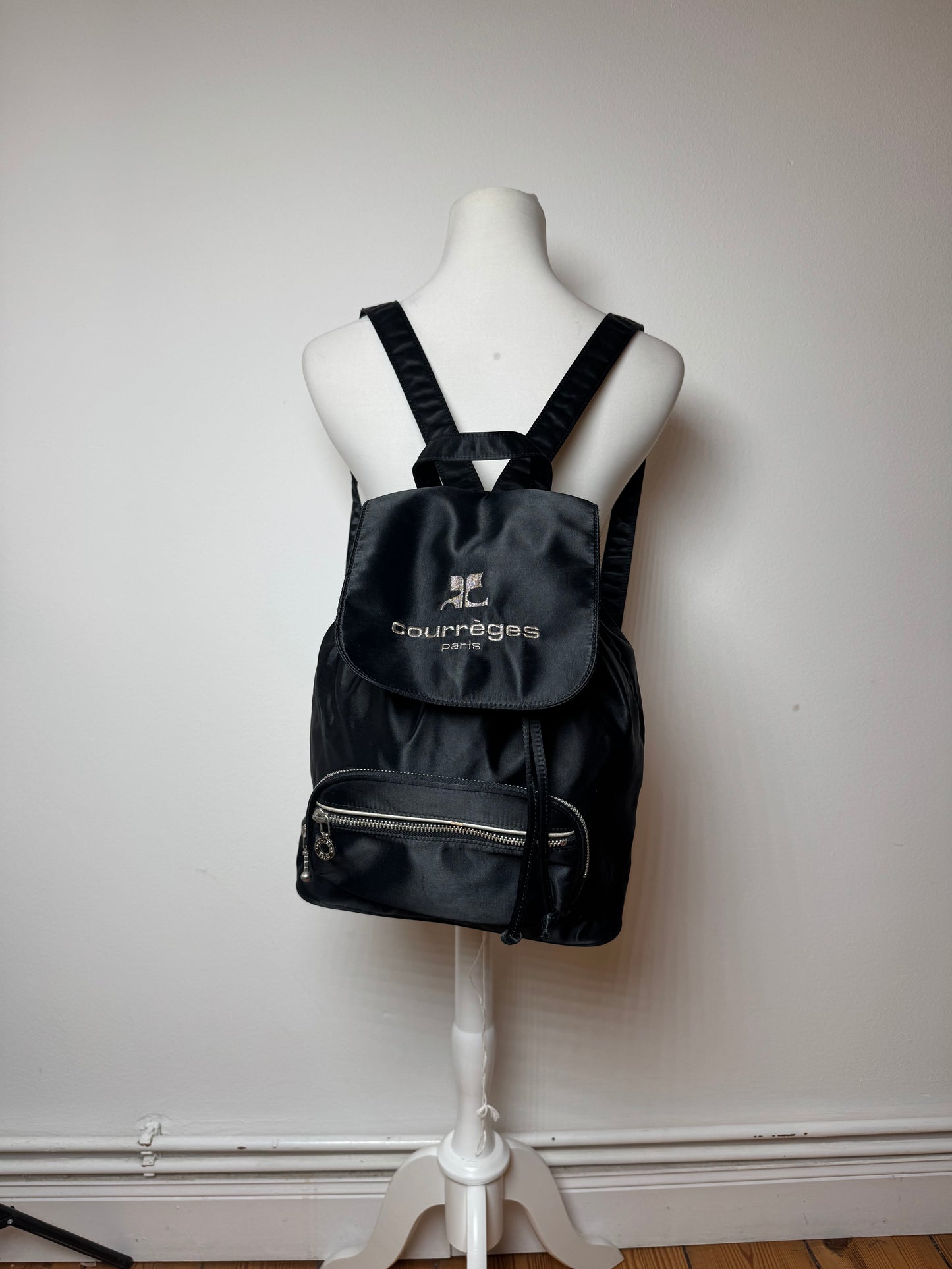 Vintage Courreges Polyester Backpack Black