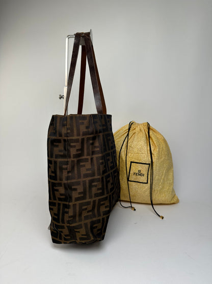 Vintage Fendi Zucca FF Canvas Tote Bag Tobacco Brown