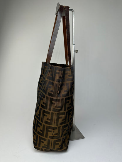 Vintage Fendi Zucca FF Canvas Tote Bag Tobacco Brown