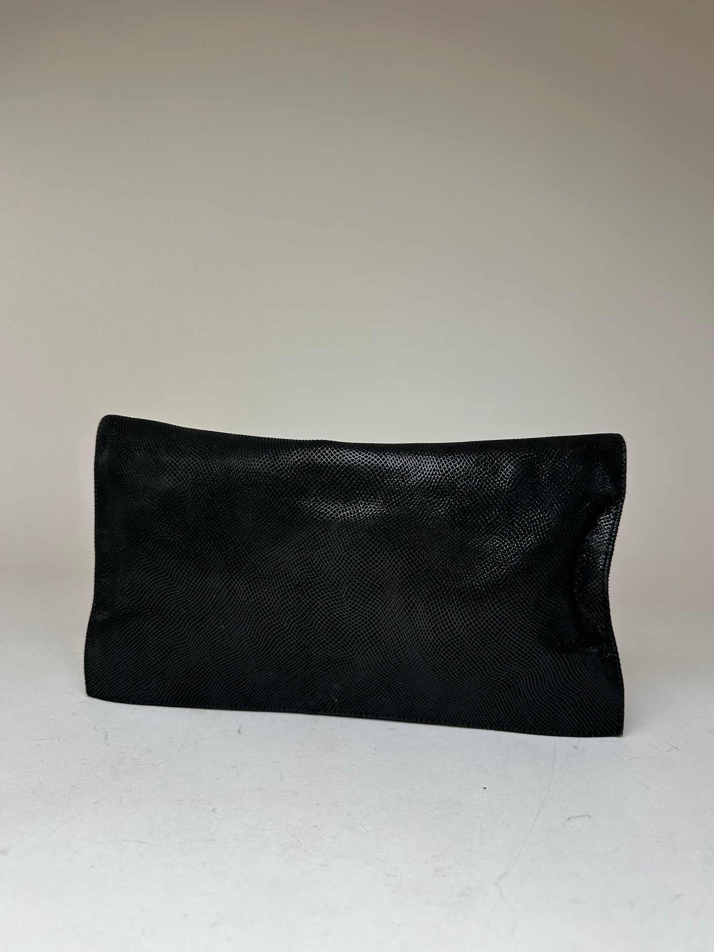 Vintage Loewe Madrid Snake Emblossed Leather Clutch Black
