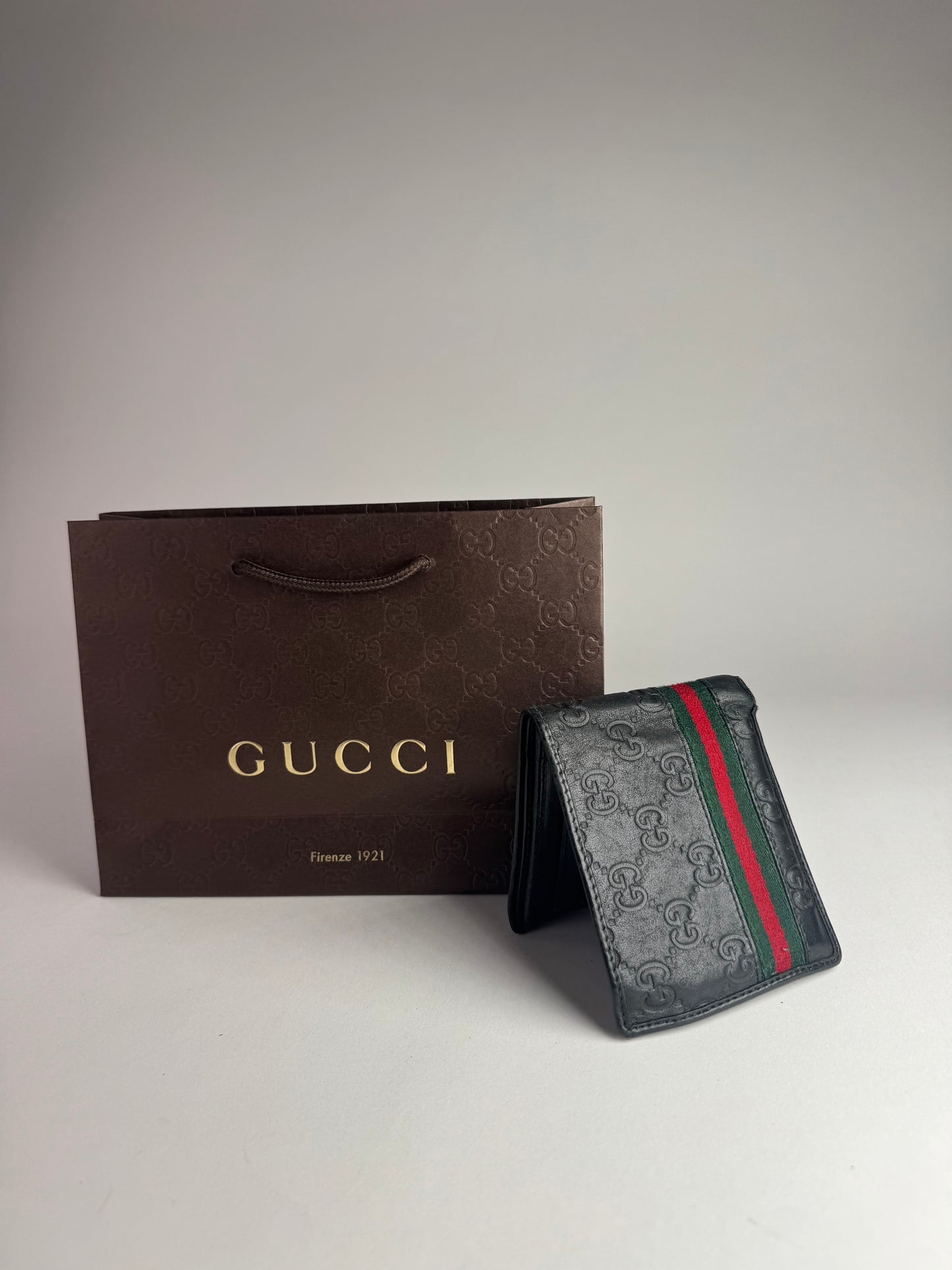 Vintage Gucci Leather Monogram Wallet black