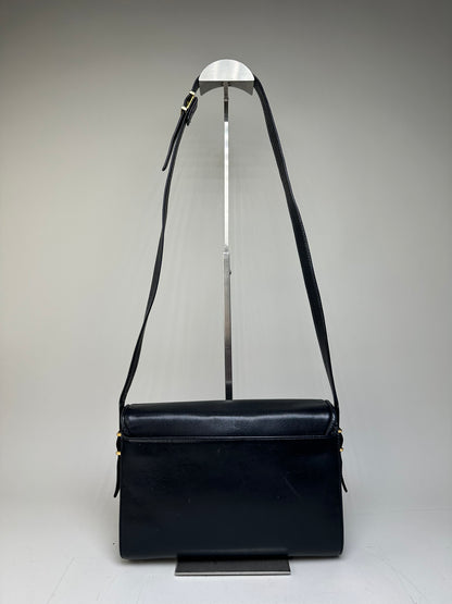 Vintage Givenchy Leather Shoulder Bag Black Gold