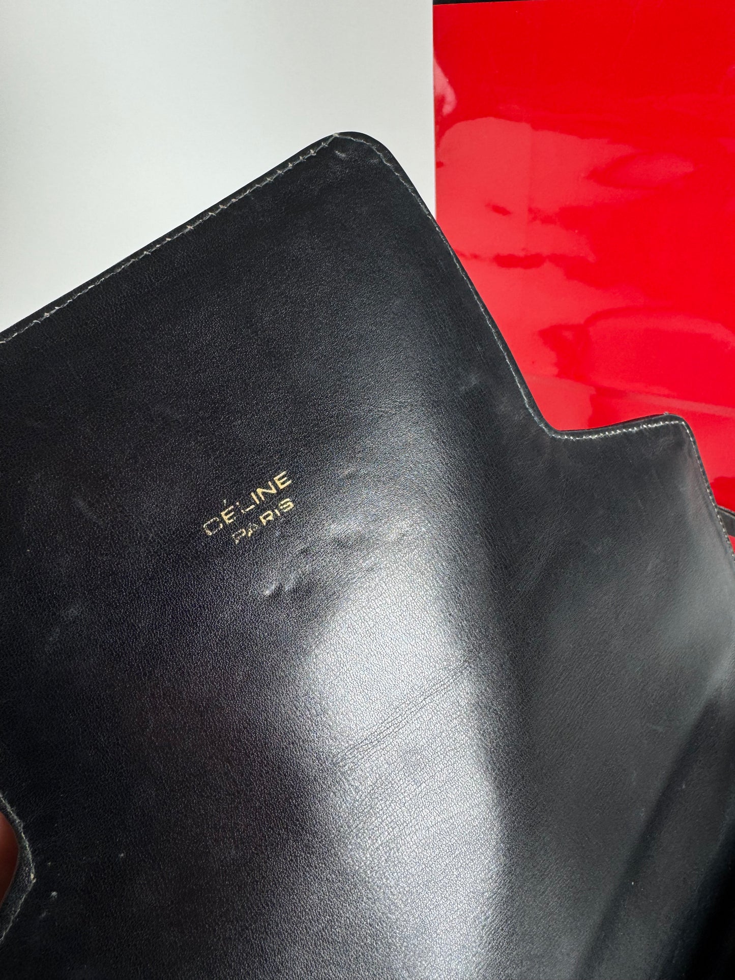 Sac vintage en cuir Céline Paris Triomphe Noir