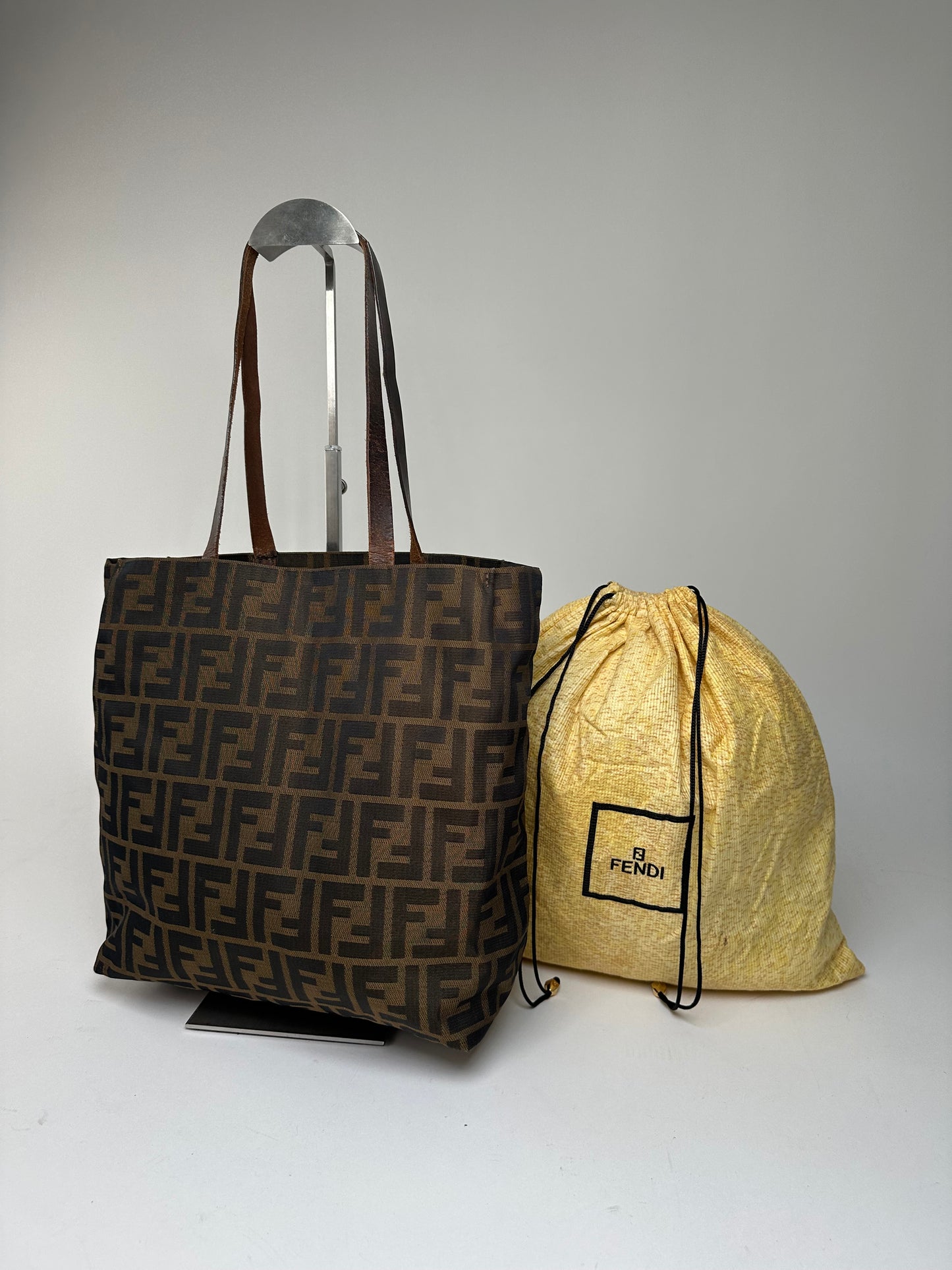 Vintage Fendi Zucca FF Canvas Tote Bag Tobacco Brown
