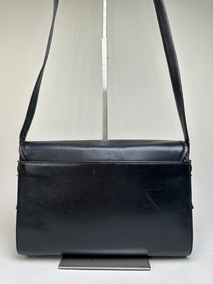 Vintage Givenchy Leather Shoulder Bag Black Gold