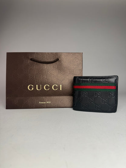 Vintage Gucci Leather Monogram Wallet black