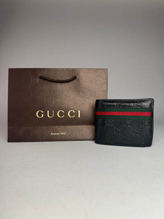 Vintage Gucci Leather Monogram Wallet black