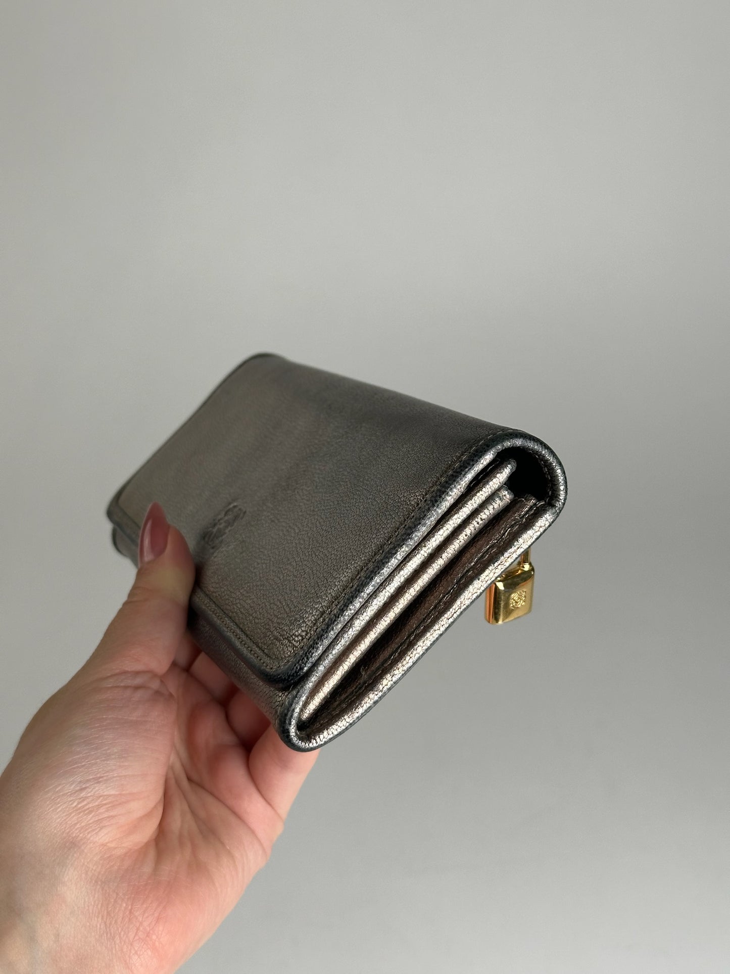 Portefeuille vintage en cuir Loewe Madrid Bronze