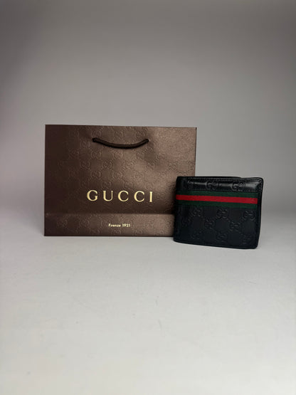 Vintage Gucci Leather Monogram Wallet black