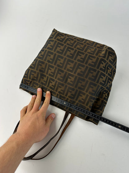 Vintage Fendi Zucca FF Canvas Tote Bag Tobacco Brown