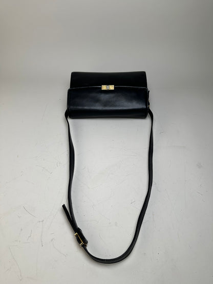 Vintage Givenchy Leather Shoulder Bag Black Gold