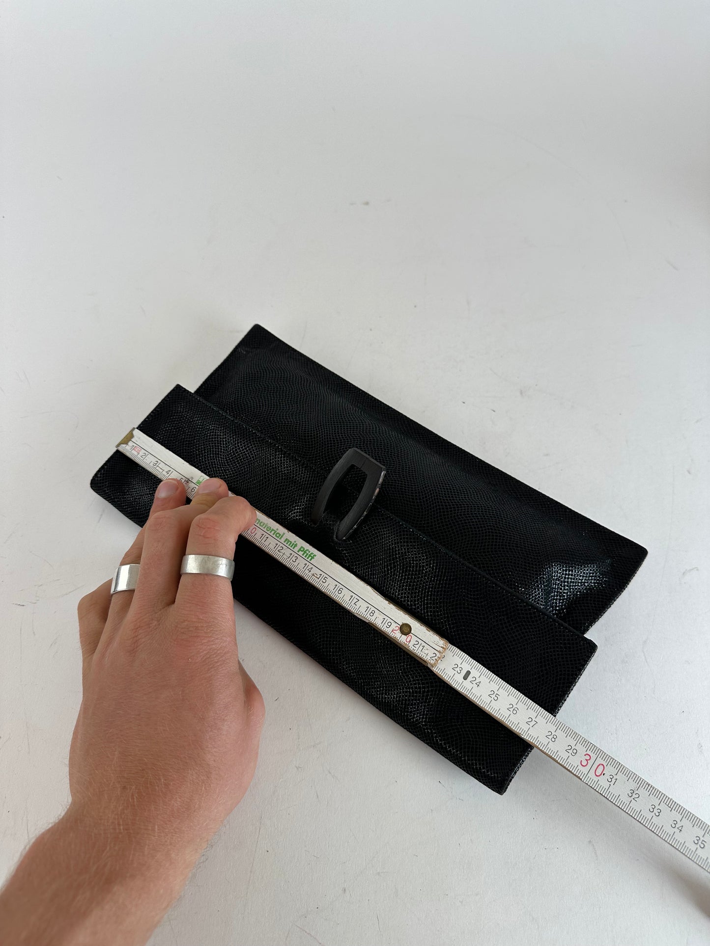 Vintage Loewe Madrid Snake Emblossed Leather Clutch Black