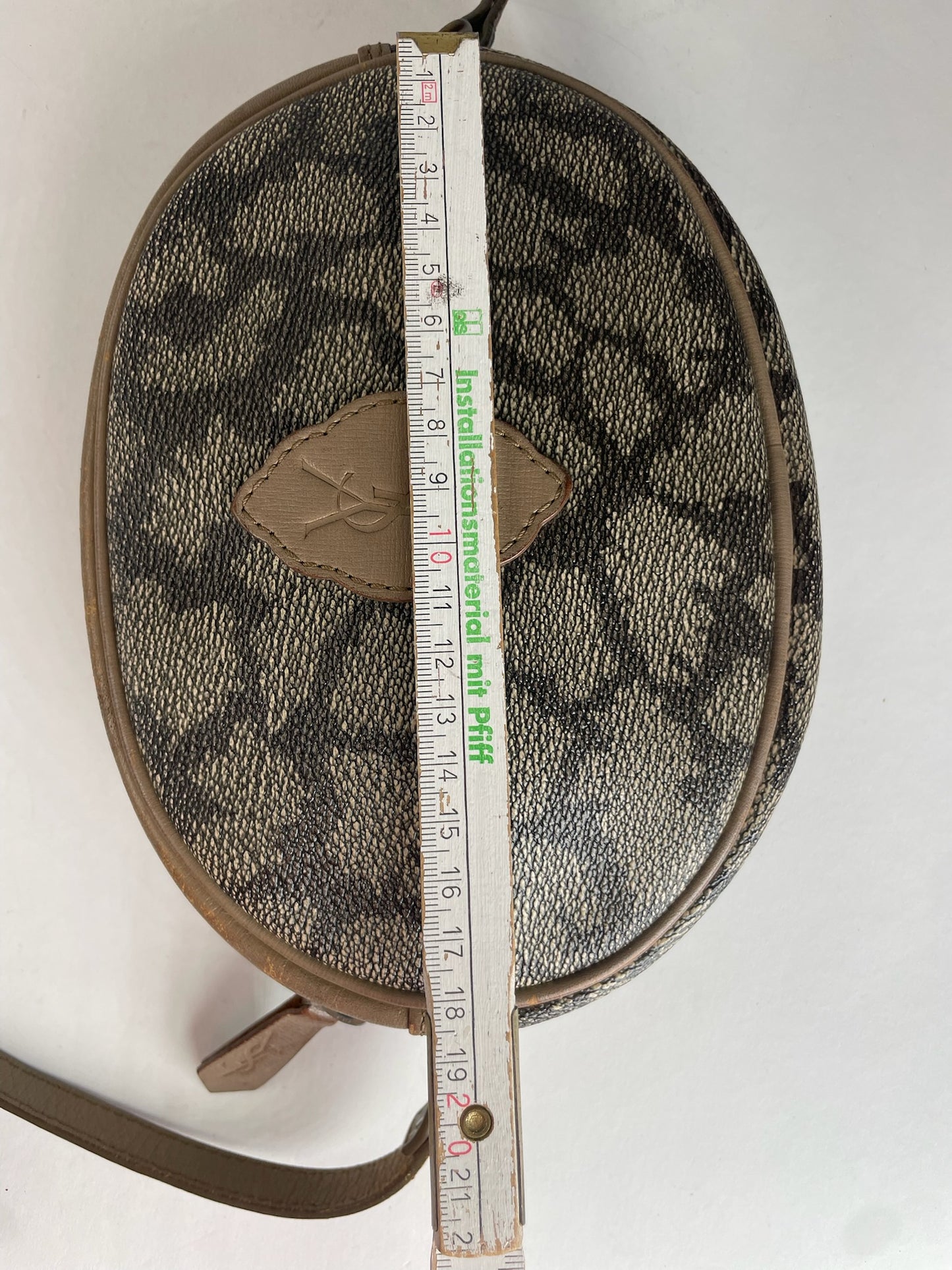 Vintage Yves Saint Laurent Leather Crossbody / Shoulder Bag Grey Black Brown