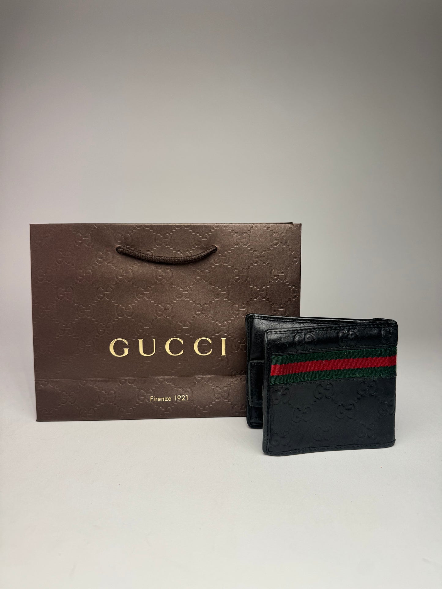 Vintage Gucci Leather Monogram Wallet black